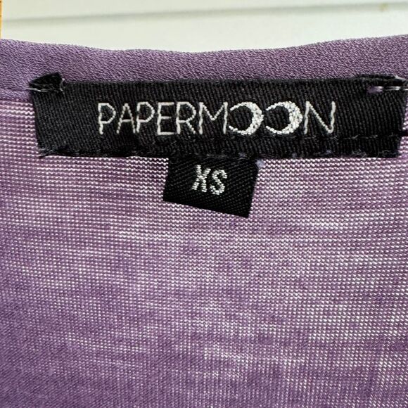 Papermoon Purple V-Neck Cap Flutter Sleeve Blouse Top Size XS - Picture 4 of 6